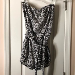 Strapless Guess animal print romper